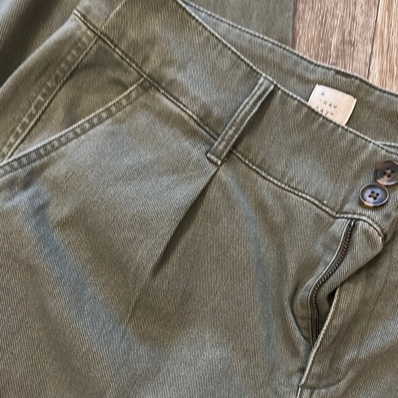 A • NEW DAY | Olive Green High Waist Pleat Front Tapered Trousers Khakis - Picture 6 of 16